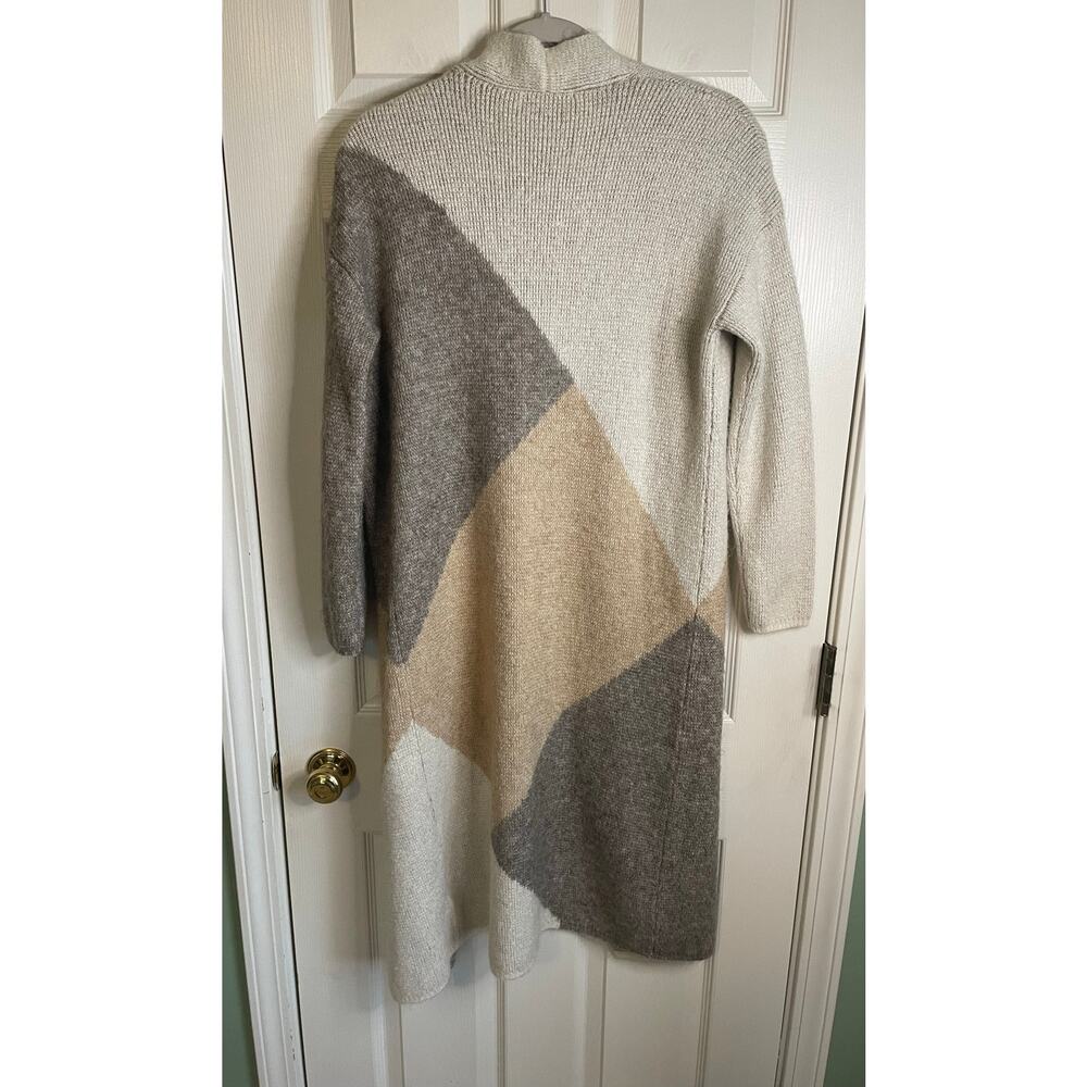 Sincerely Jules Duster Cardigan Sz XS Open Front Colorblock Tan Beige Boho Chic - Picture 10 of 10
